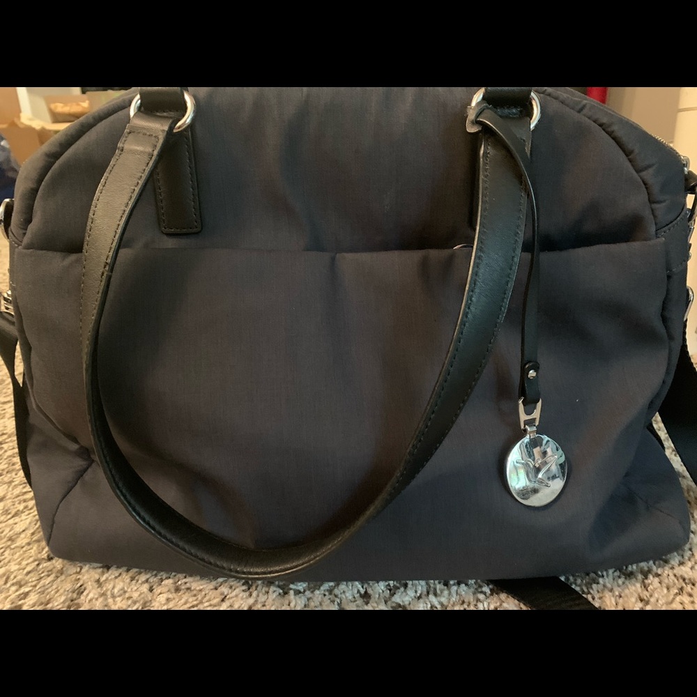 Lo and Sons OMG bag in Gray with Blue interior